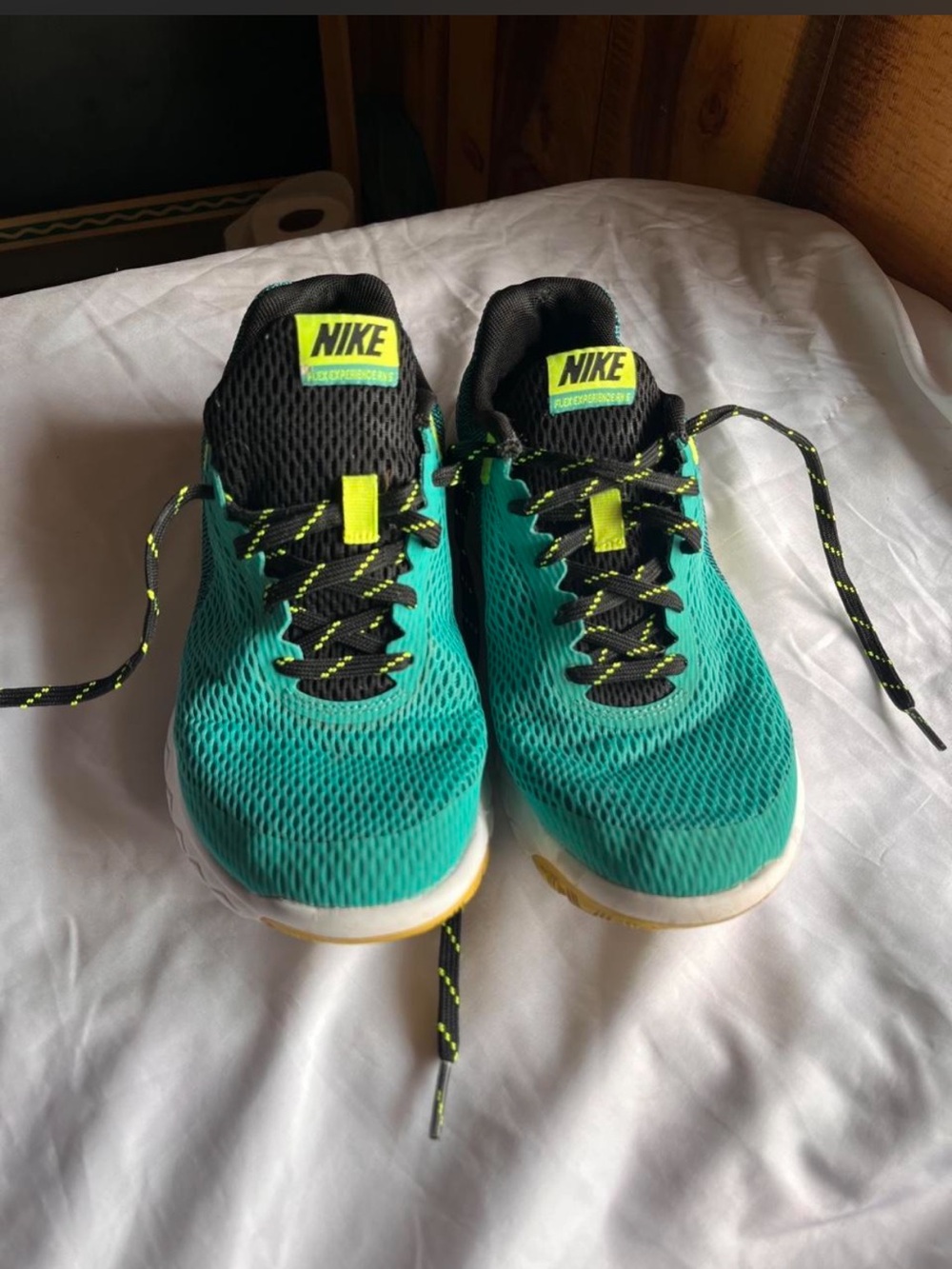 Nike Teal Sneakers with Neon Yellow Accents